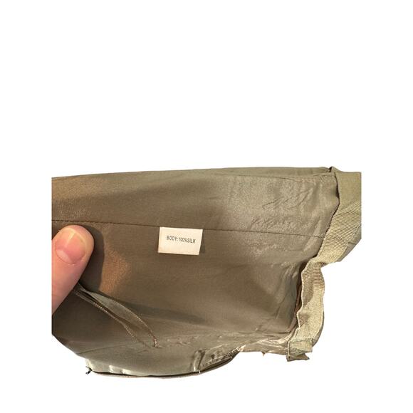 Vintage Kay Unger Sage Green Silk Strapless Midi Dress Embroidered‎ 6 - Picture 8 of 10